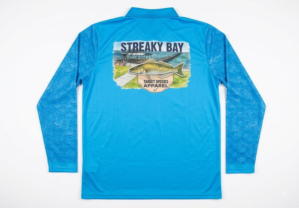 Streaky bay whiting fishing shirt blue